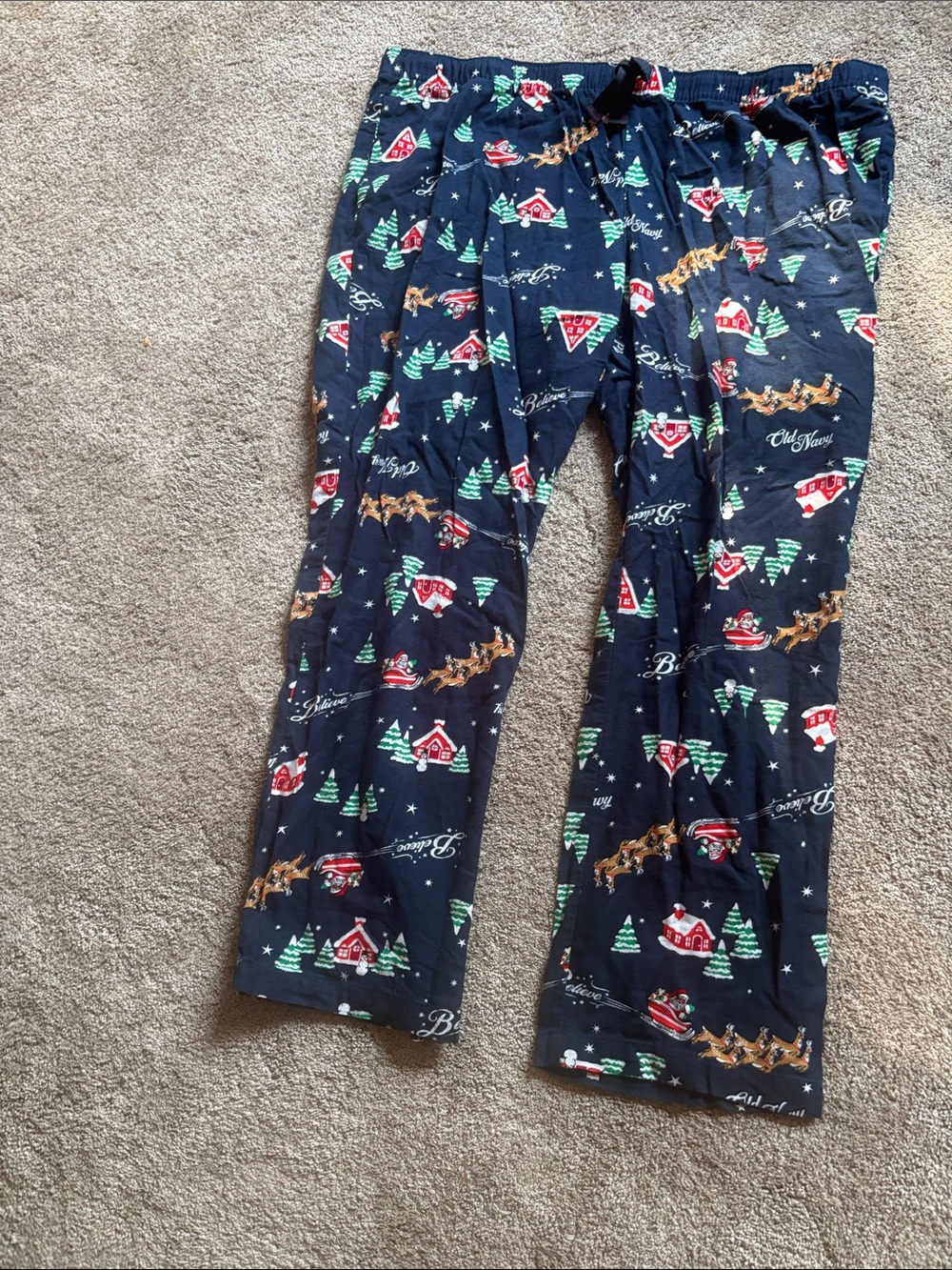 Old Navy Navy Blue Holiday Pajama Pants with Festive Print